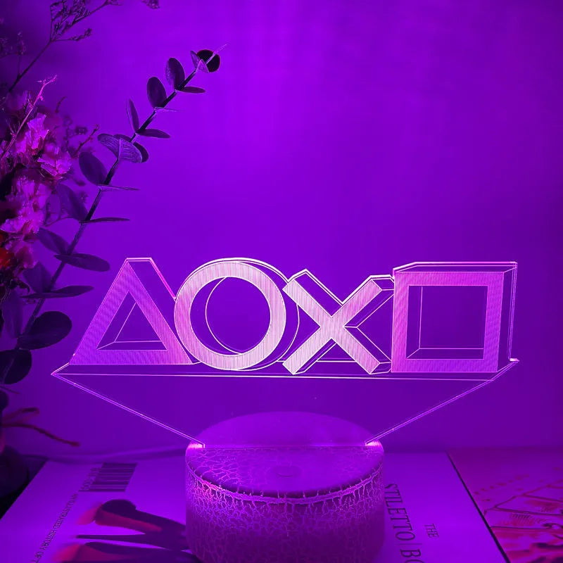 Creative Gamepad-shaped 3D LED desk lamp with acrylic shade on a black ABS base.