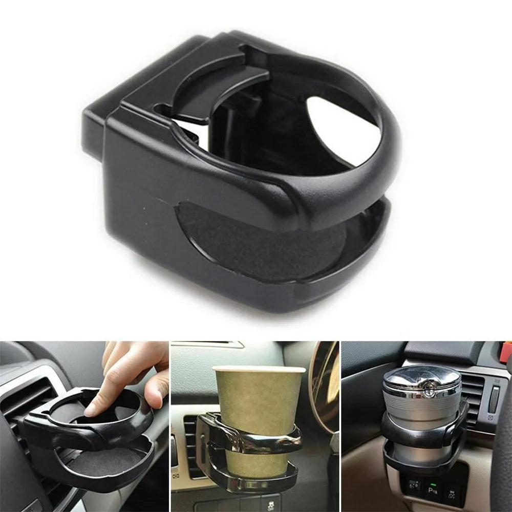 Aluminum alloy car water cup holder mounted on vehicle air vent, size 8.5 x 9.5 x 5.5 cm