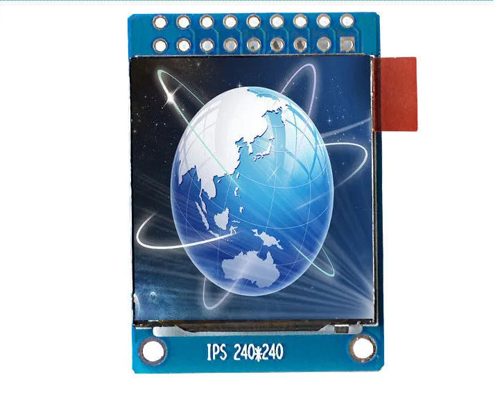 1.3 inch square 240x240 IPS LCD display module on a green circuit board with 18-pin connector.