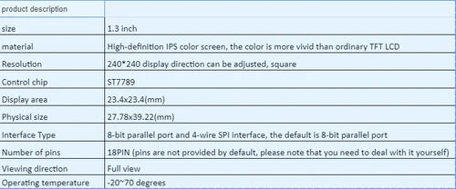 1.3 inch square 240x240 IPS LCD display module on a green circuit board with 18-pin connector.