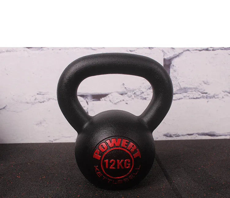Cast iron kettlebell dumbbell on floor, available in multiple weight sizes from 4kg to 24kg