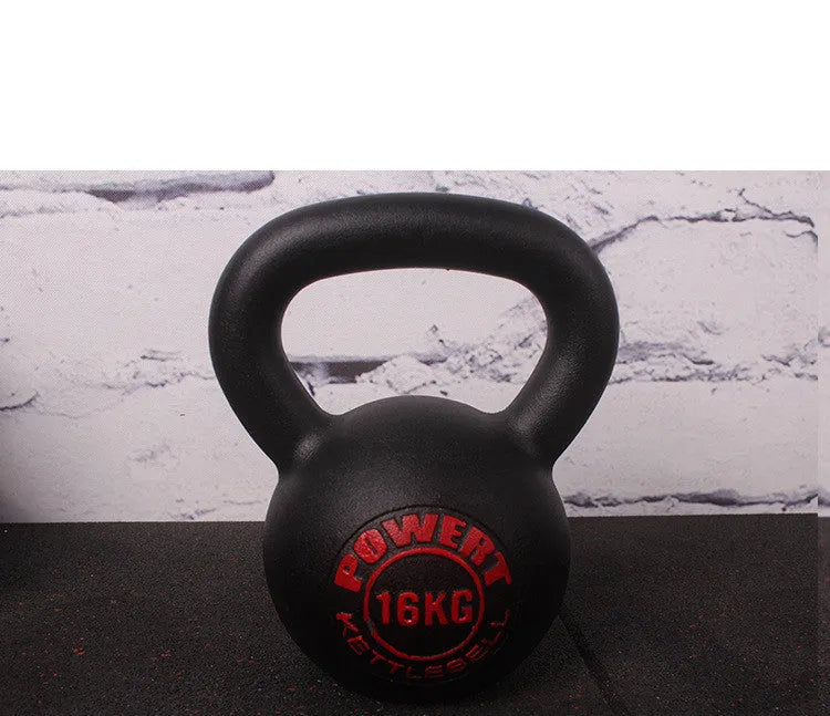 Cast iron kettlebell dumbbell on floor, available in multiple weight sizes from 4kg to 24kg