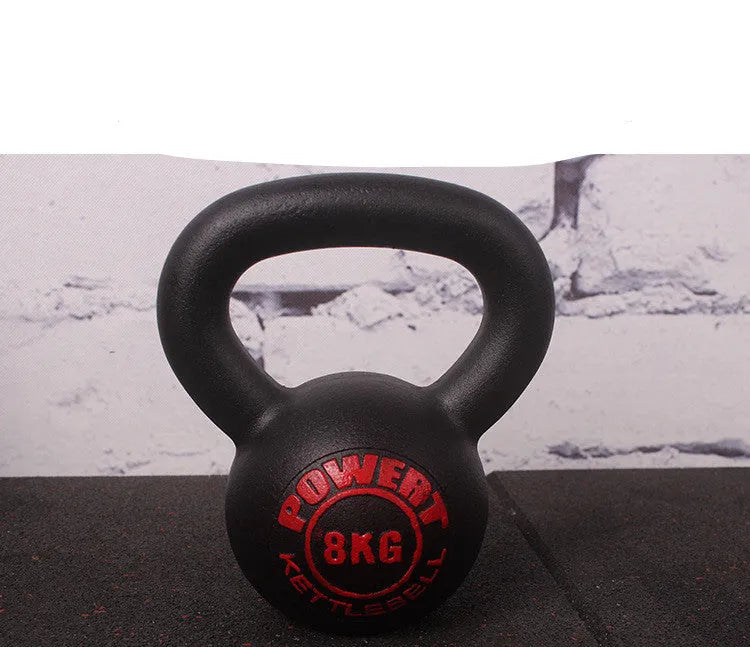Cast iron kettlebell dumbbell on floor, available in multiple weight sizes from 4kg to 24kg