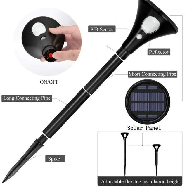 Solar induction ground plug light for outdoor gardens with lamp pole