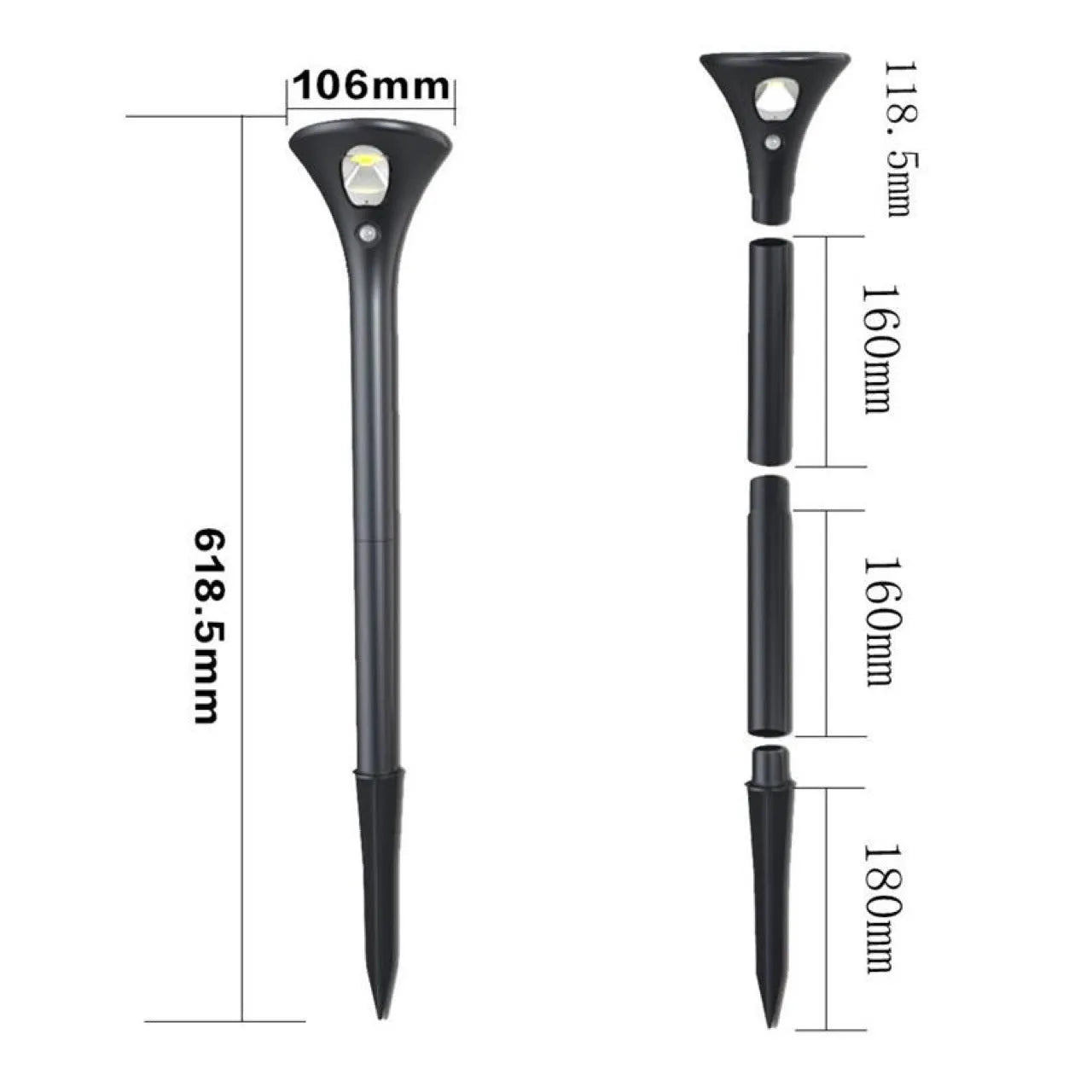 Solar induction ground plug light for outdoor gardens with lamp pole