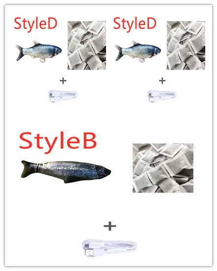 Electric jumping fish simulation cat toy with USB charging cable, 30cm multicolor PP plastic electronic pet toy