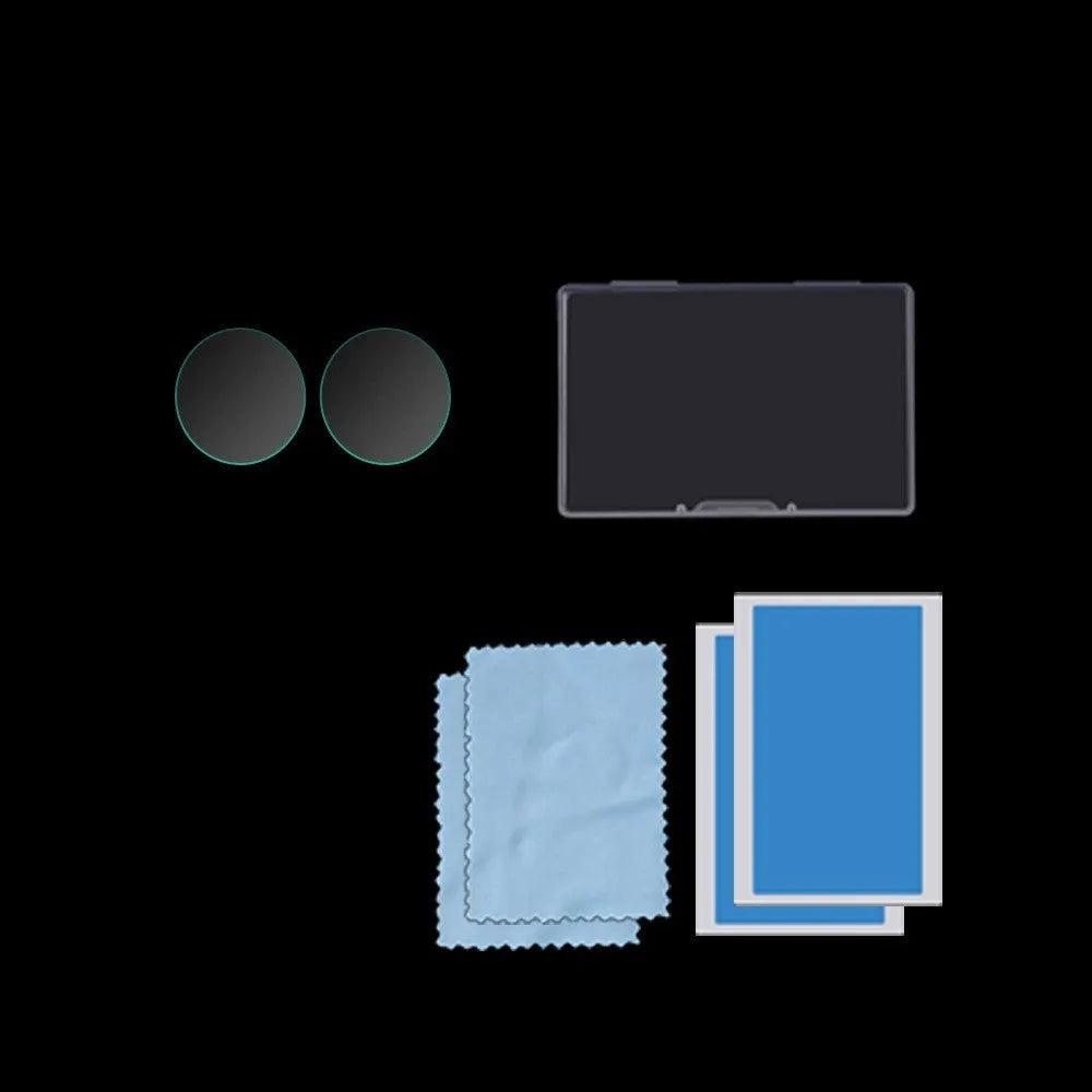 Tempered glass screen protector kit for Insta360 ONE X2 action camera with cleaning wipe.