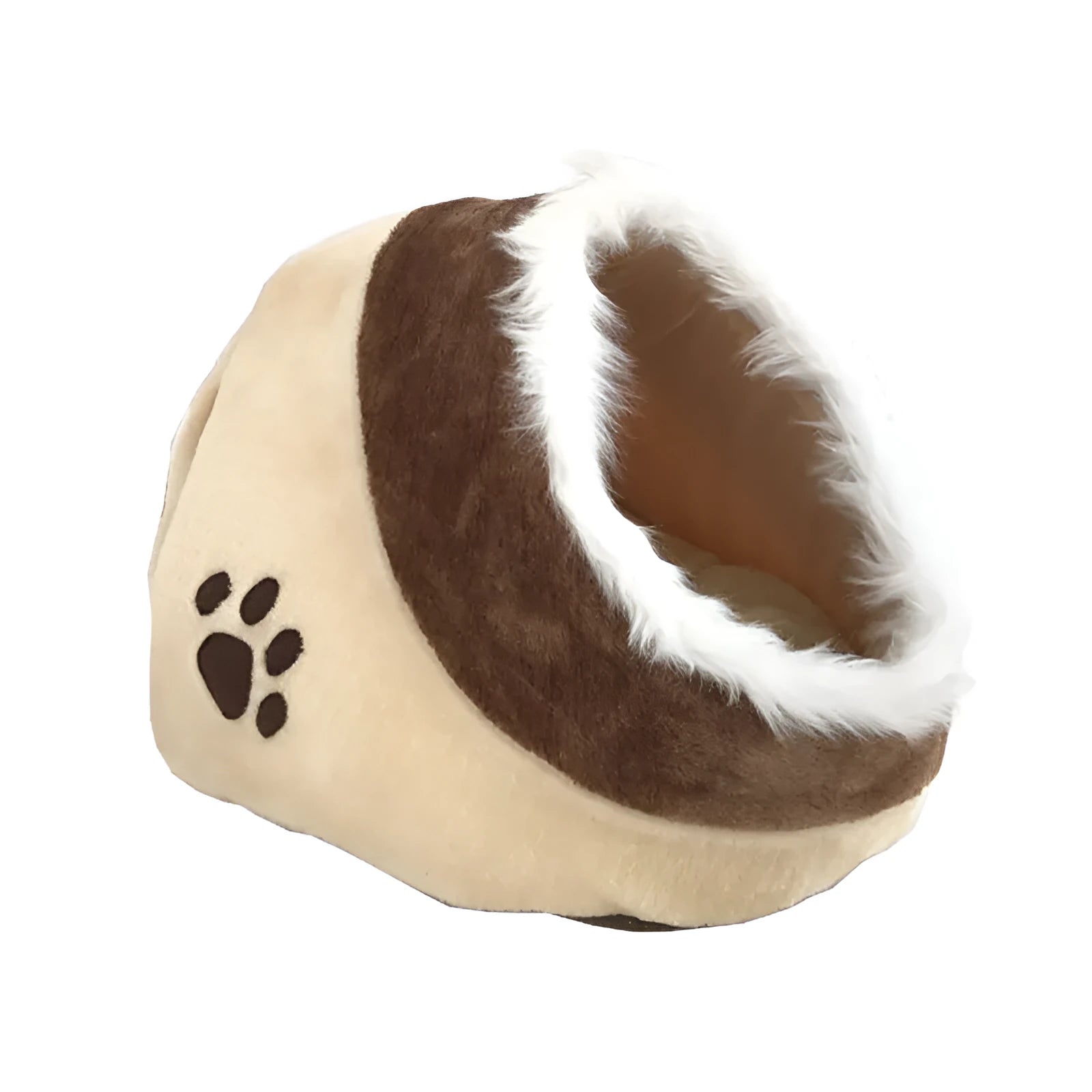 Beige white soft cloth dog kennel measuring 41x38x26 cm for small dogs