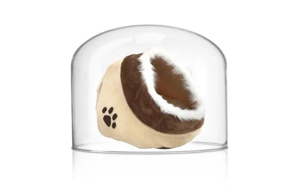 Beige white soft cloth dog kennel measuring 41x38x26 cm for small dogs
