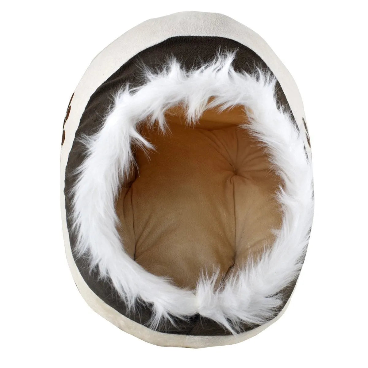 Beige white soft cloth dog kennel measuring 41x38x26 cm for small dogs