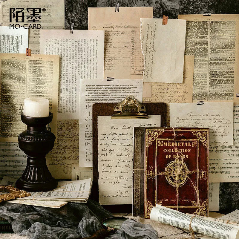 Simulation antique book journal with distressed paper pages, rectangular 130x184mm dimensions, hemp rope closure