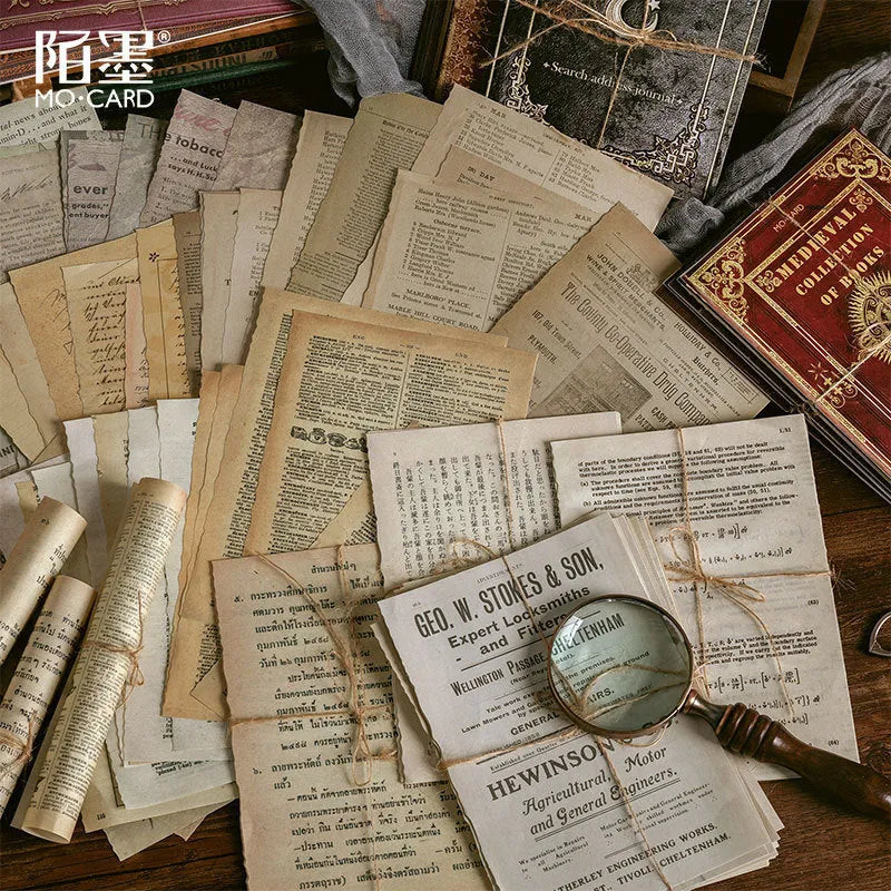 Simulation antique book journal with distressed paper pages, rectangular 130x184mm dimensions, hemp rope closure
