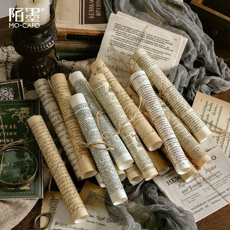 Simulation antique book journal with distressed paper pages, rectangular 130x184mm dimensions, hemp rope closure