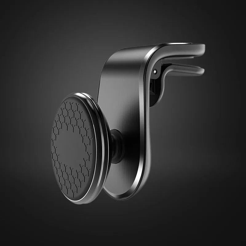 Car bracket phone holder with sticky gel pad in black mounted on car dashboard, universal fit for smartphones
