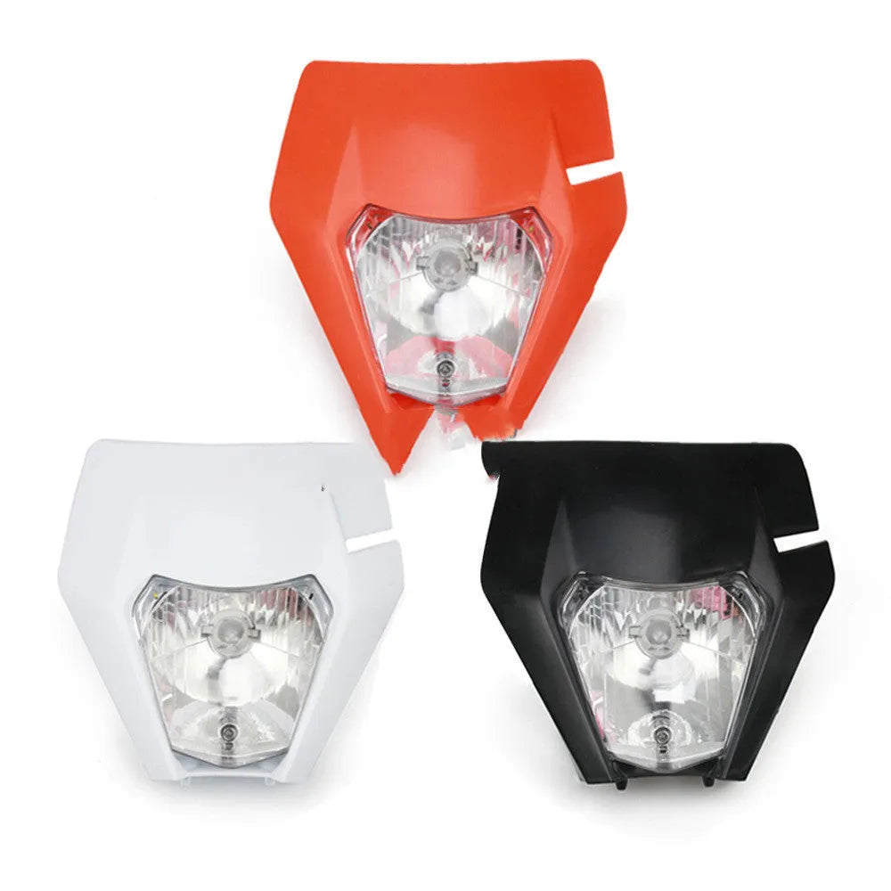 General modified headlight assembly for off-road motorcycles, 34x30x10cm, in orange colour, with black trim