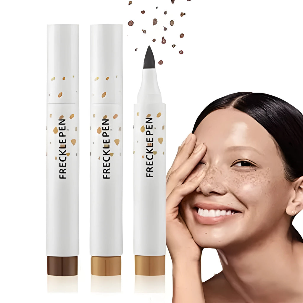 Natural freckle pen creating temporary freckles on face, light brown and dark brown available