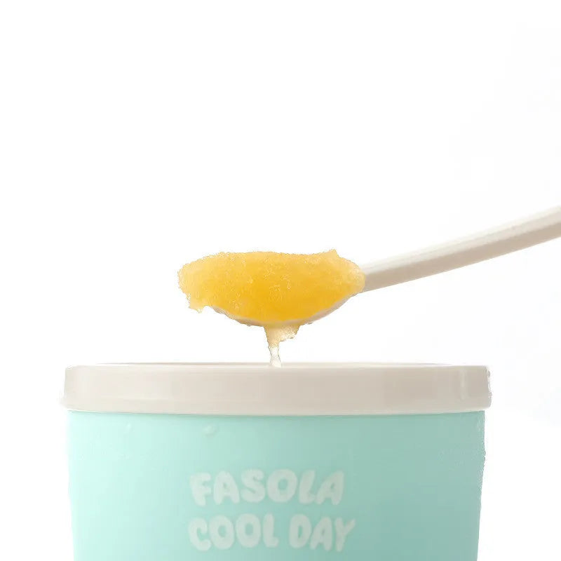 Slushy Mug Magic reusable freeze cup with blue colour, 200ml capacity, standing on a white background.