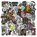 50-pack of self-adhesive bicycle doodle stickers for decorating notebooks, cases, and skateboards