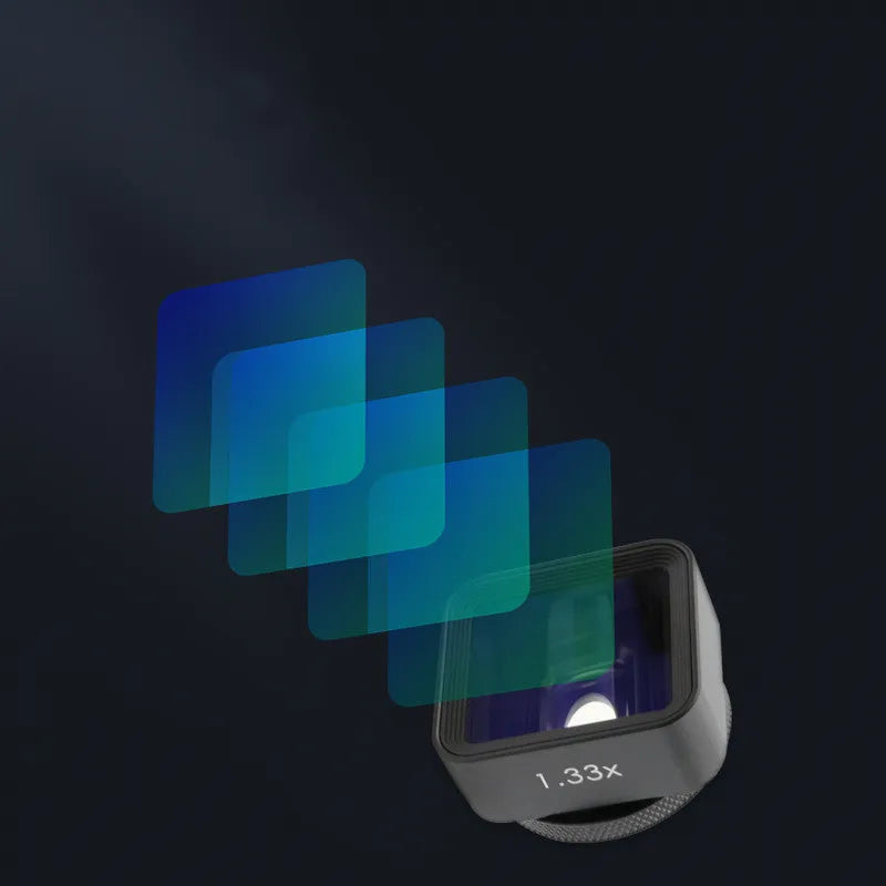 Black SANYK 1.33x anamorphic widescreen lens for mobile phones with 17mm thread mount
