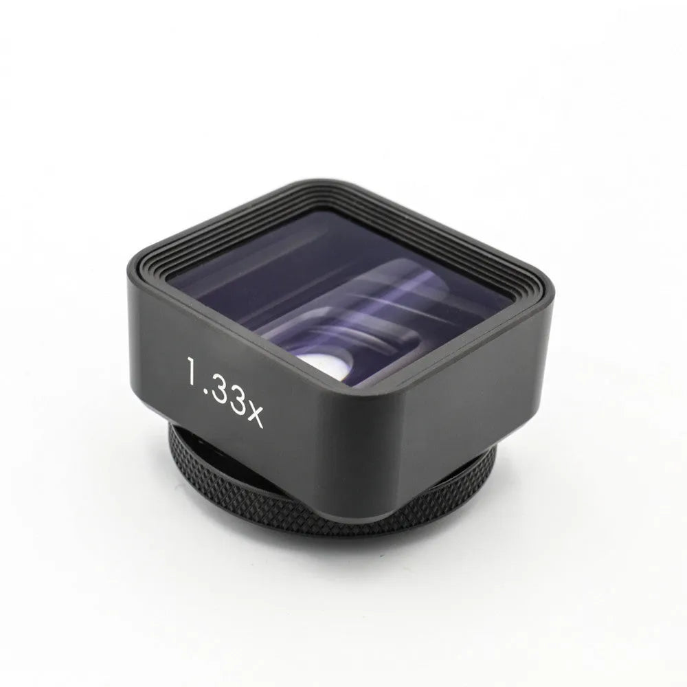 Black SANYK 1.33x anamorphic widescreen lens for mobile phones with 17mm thread mount