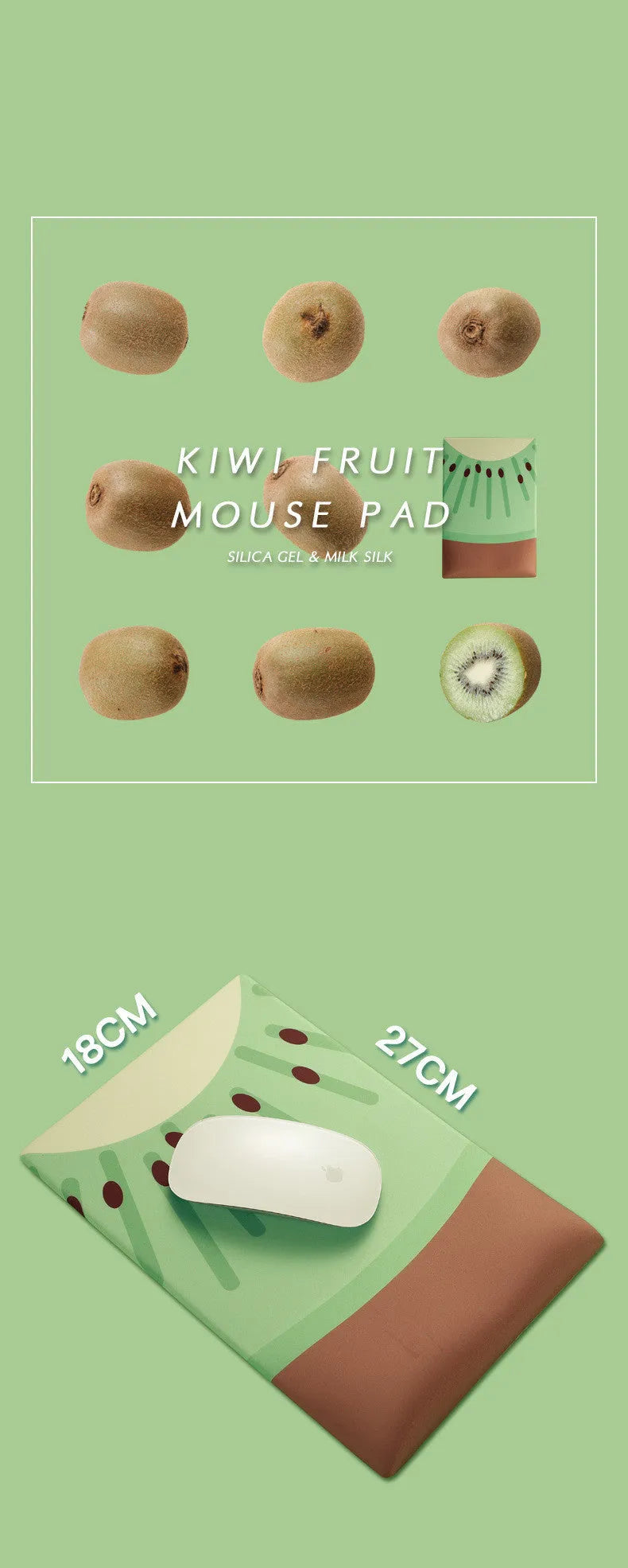 Pink and white cute creative girl design silicone wrist mouse pad on a desk.
