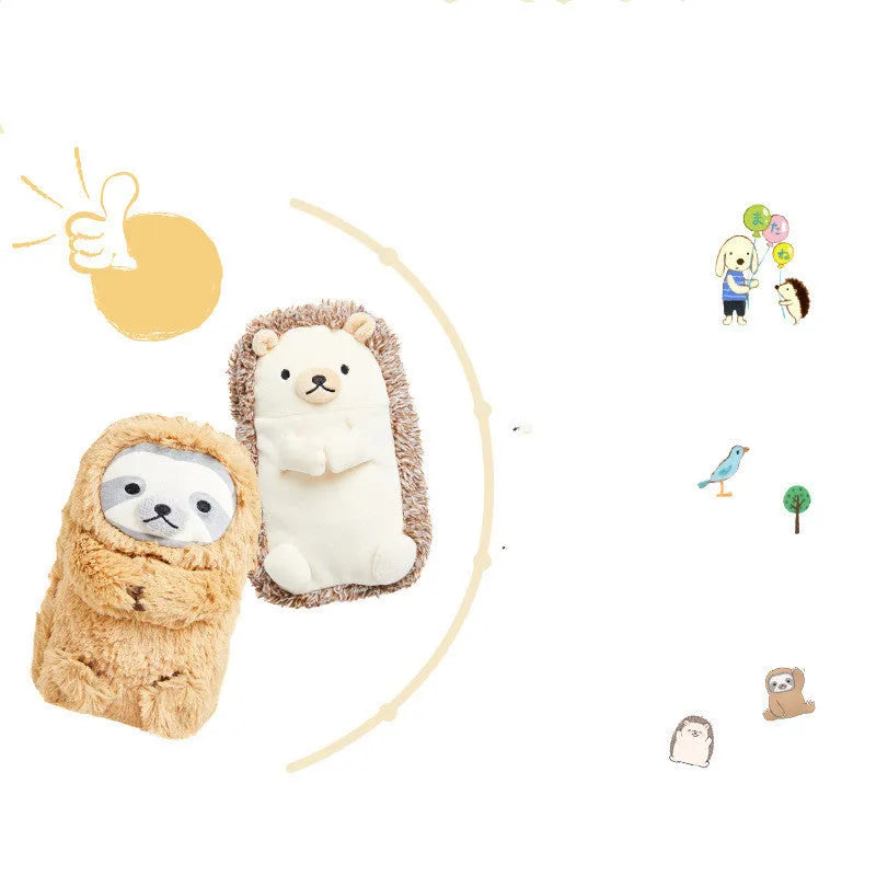 Plush velvet pencil case with creative funny design for boys, colour option A