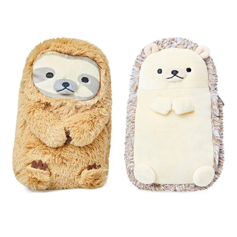 Plush velvet pencil case with creative funny design for boys, colour option A