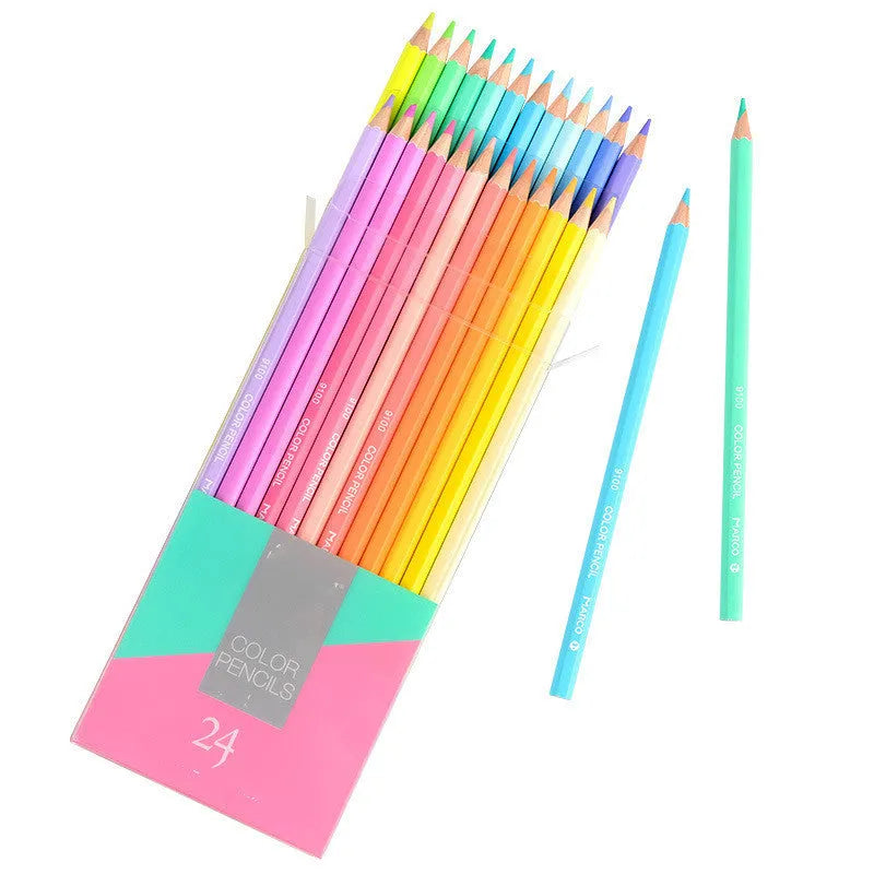 Macaron series Marco 9100 coloured pencil set in plastic shell, 12 or 24 colours, 2B lead