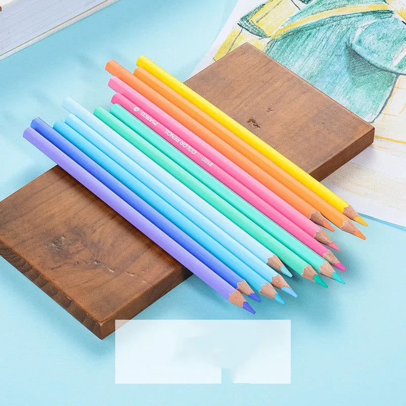 Macaron series Marco 9100 coloured pencil set in plastic shell, 12 or 24 colours, 2B lead