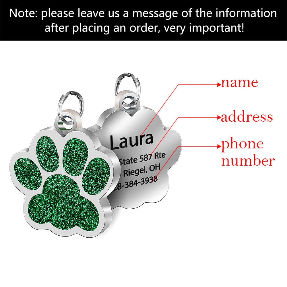 Dog ID Tag Made of Stainless Steel with Custom Engraving for Pet Identification 45x29mm in Blue Green Purple Red Silver Personalised Cat Puppy Collar Accessory