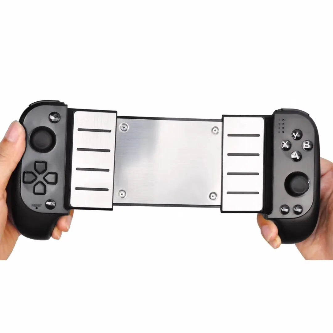 Cytec black and red blue wireless Bluetooth telescopic game controller holding a mobile phone