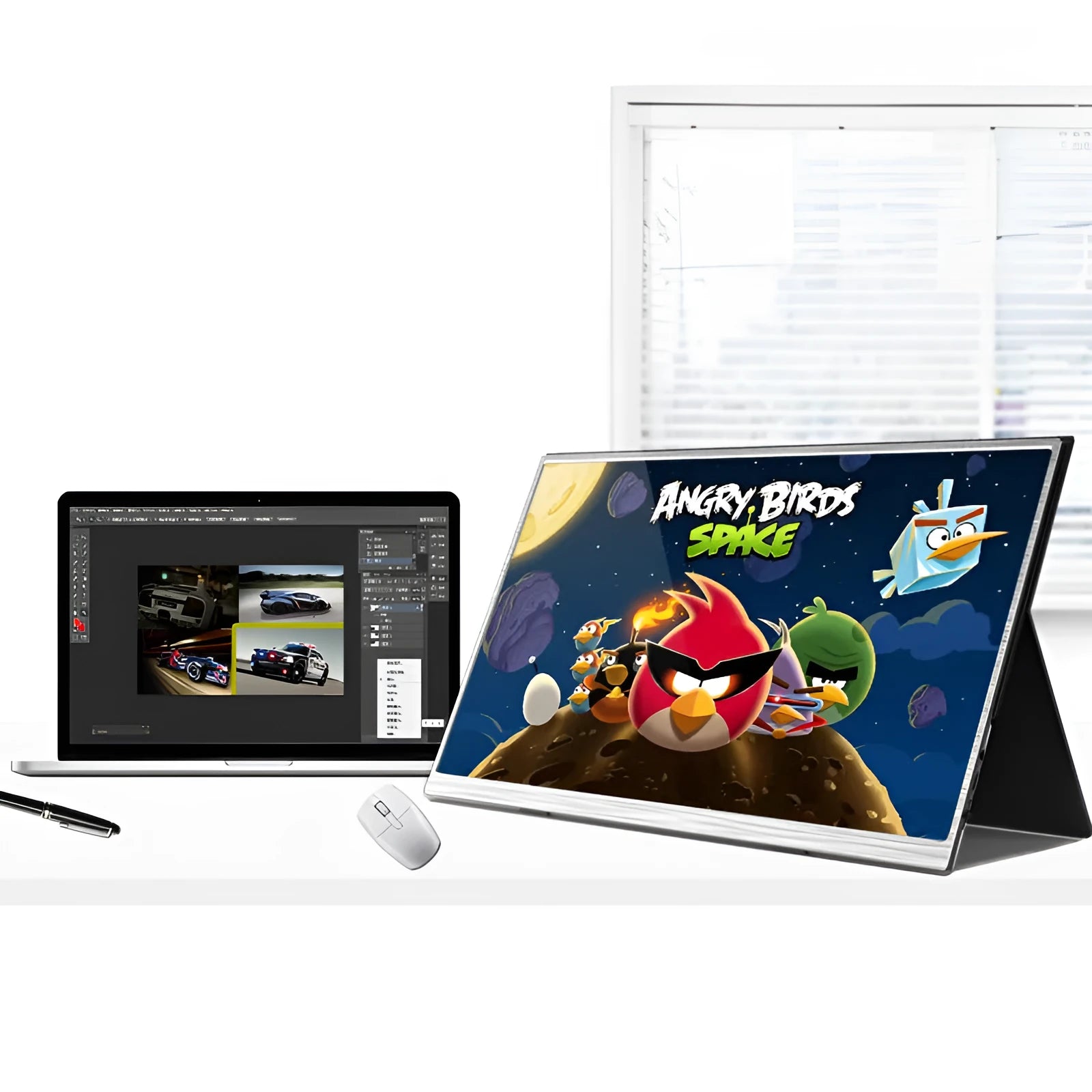 15-inch portable computer monitor with slim profile showing HDMI connectivity for gaming and mobile use
