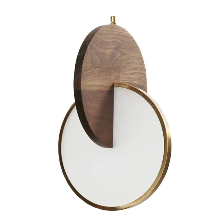 Modern long-line solid walnut wood chandelier for wall mounting.