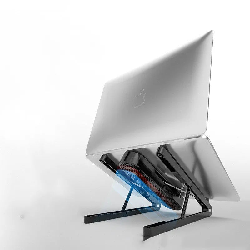 Folding notebook computer bracket cooling fan in black with 7 gear height adjustment and USB cable