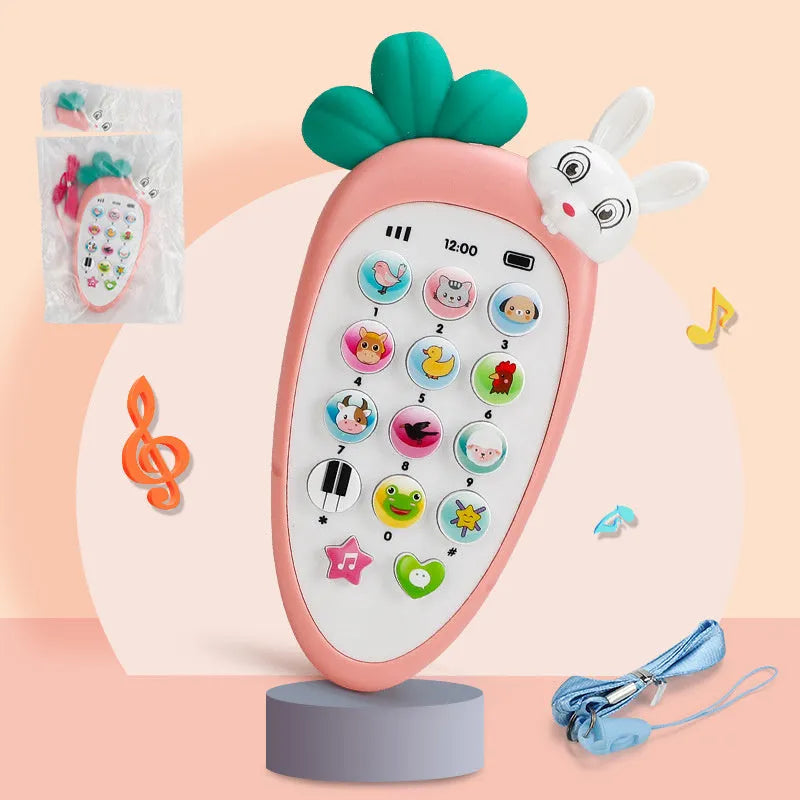 Baby electronic phone toy in pink colour with sound buttons for educational play