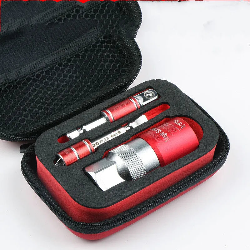 Red metric socket set with 7-19mm and 9-21mm sleeves and electric screw adapter