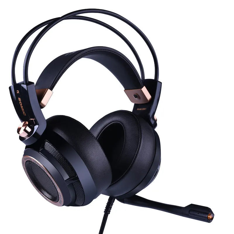 USB noise-cancelling headphones headset for PC computer, black over-ear design with microphone and 40mm driver