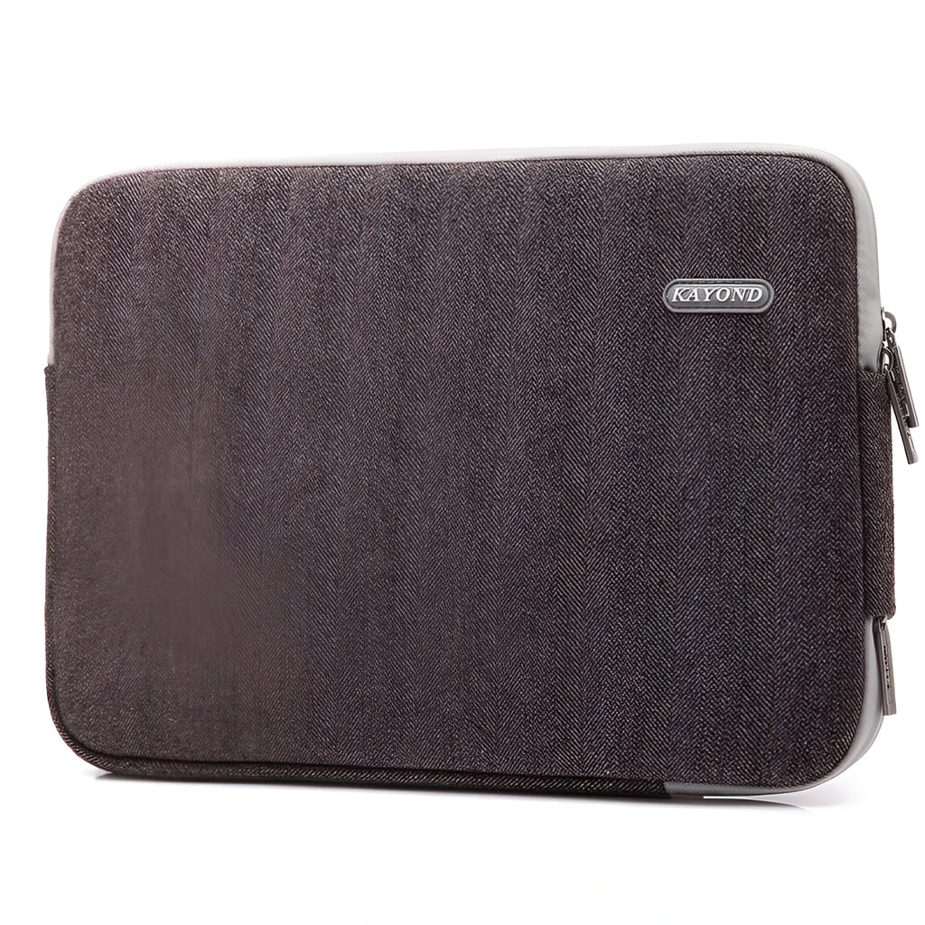 Kayond cotton herringbone liner bag for laptops 11 to 17 inch zip closure in khaki colour