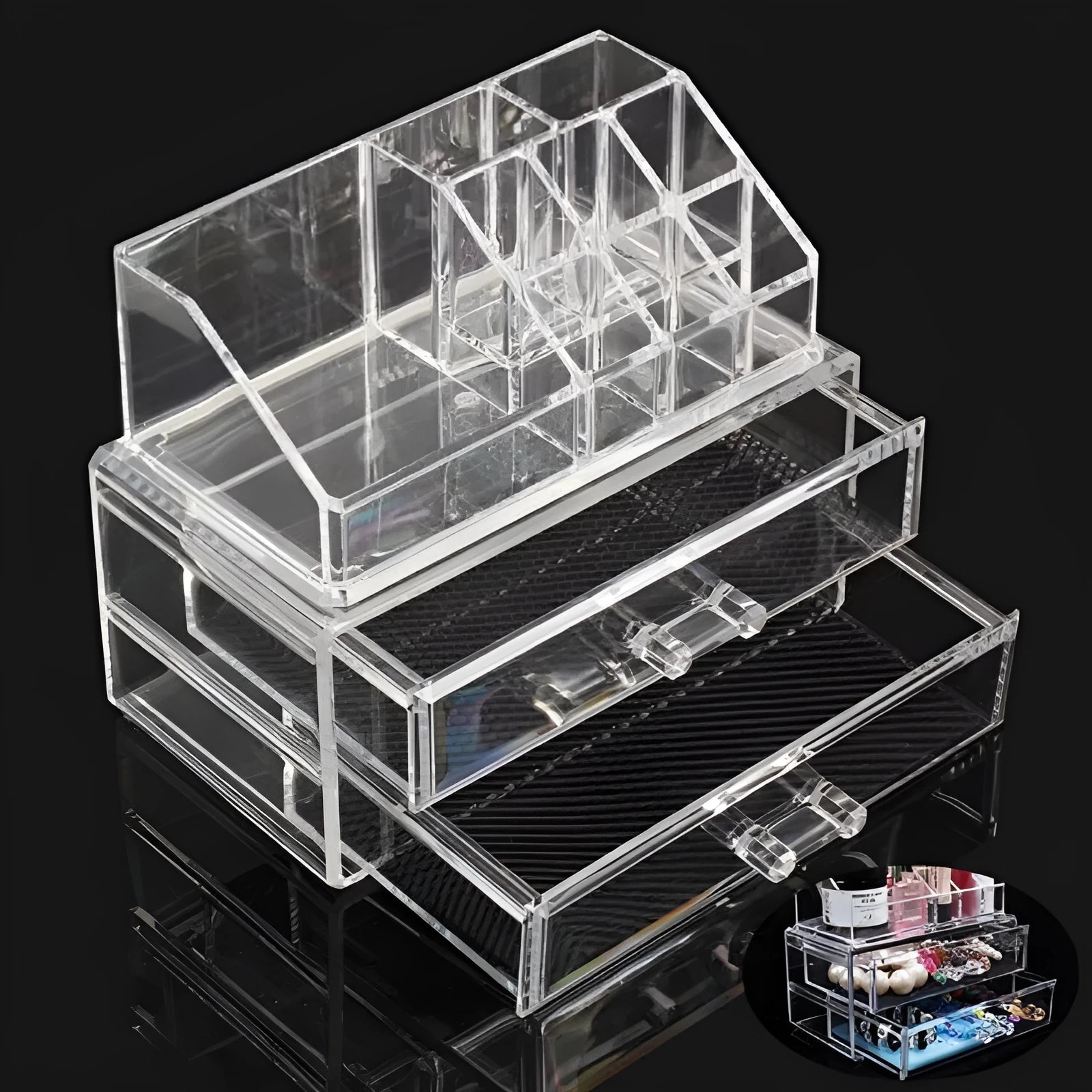 Clear acrylic storage container showing transparent foldable design with 18 litre capacity