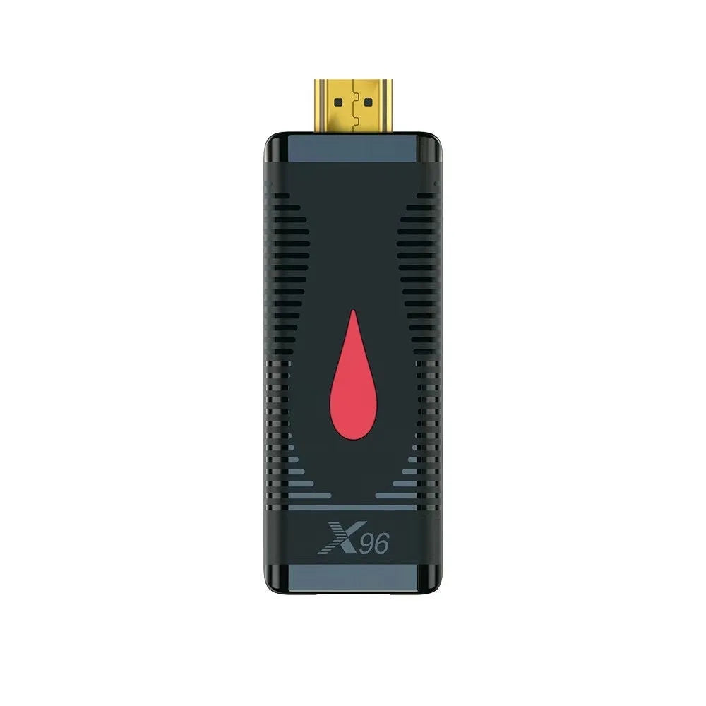Smart Network TV set-top box stick with remote control and HDMI cable for WiFi screen mirroring.