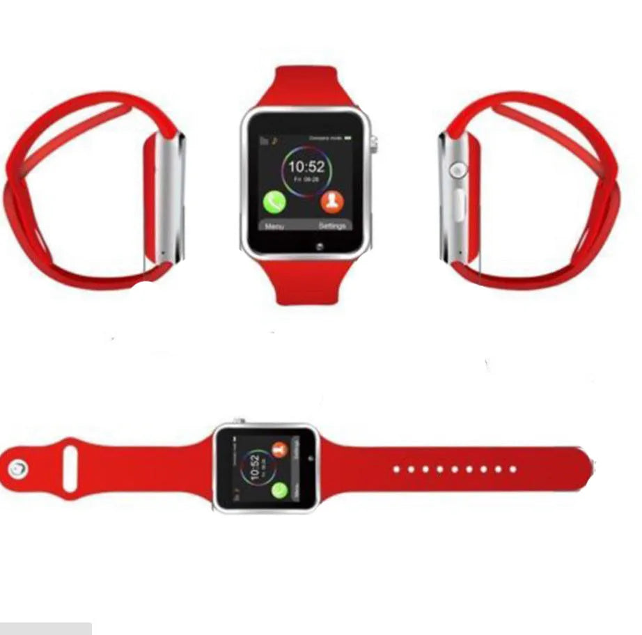 A1 Android smartwatch in various colours featuring a 1.54-inch screen, GSM SIM slot, and camera.