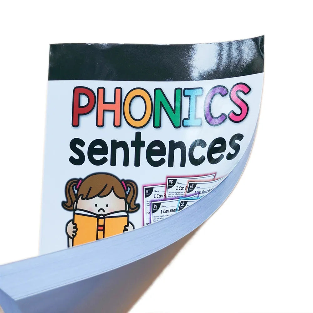 Children's phonics reading worksheet 21cm by 14cm for ages 6 plus