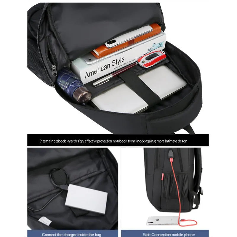 Hard shell computer backpack in black, grey, and purple, 32x46x15cm, waterproof and wear-resistant