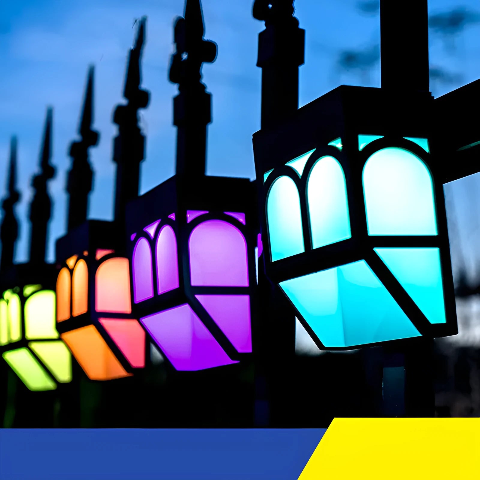 Solar-powered outdoor wall lamp with IP67 waterproof rating and multiple colour lighting options