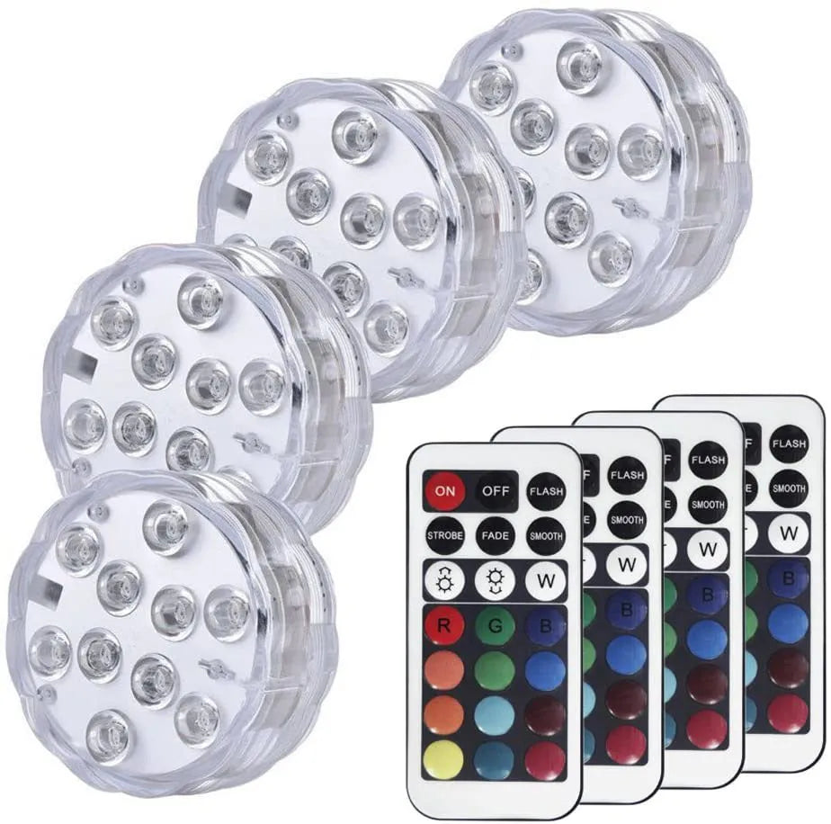 White spherical underwater LED light with remote control for swimming pools and aquariums