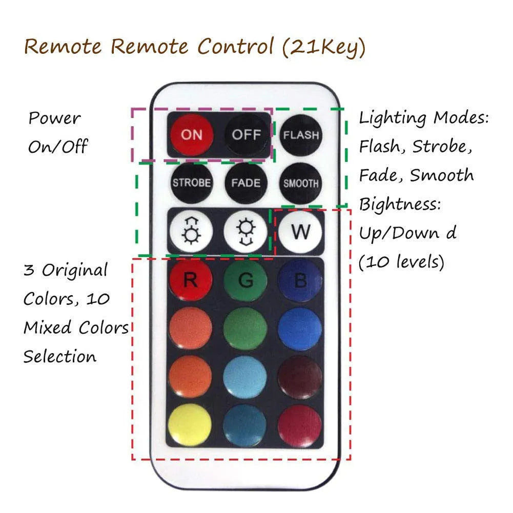 White spherical underwater LED light with remote control for swimming pools and aquariums