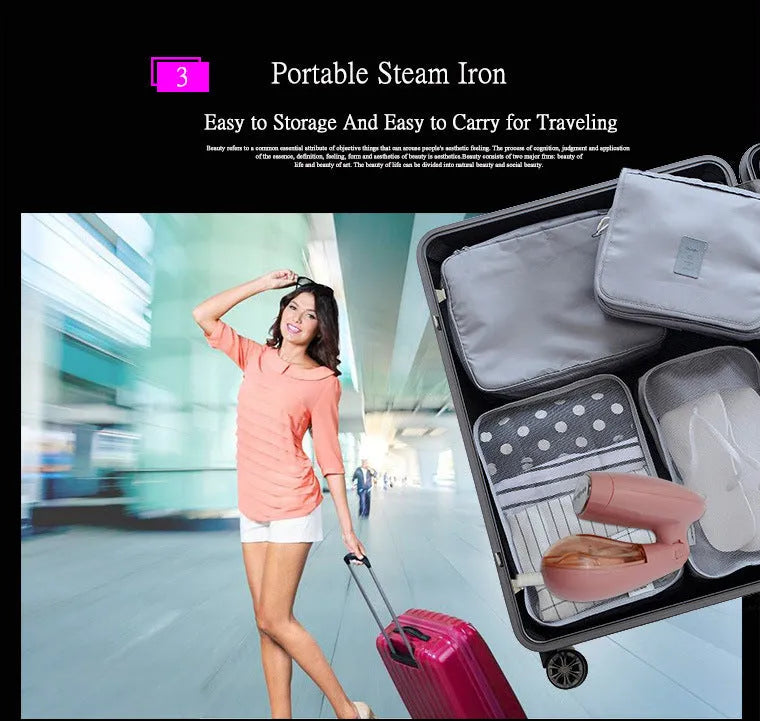 Sokany pink handheld steam ironing brush with 1500W power and EU plug for smoothing clothes
