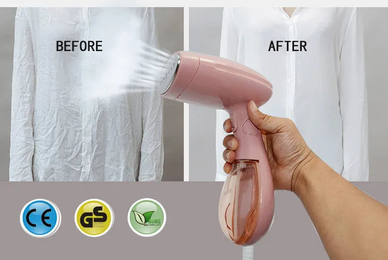 Sokany pink handheld steam ironing brush with 1500W power and EU plug for smoothing clothes