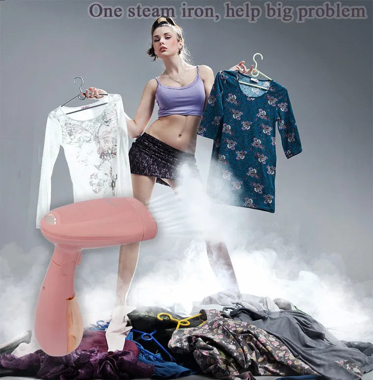 Sokany pink handheld steam ironing brush with 1500W power and EU plug for smoothing clothes