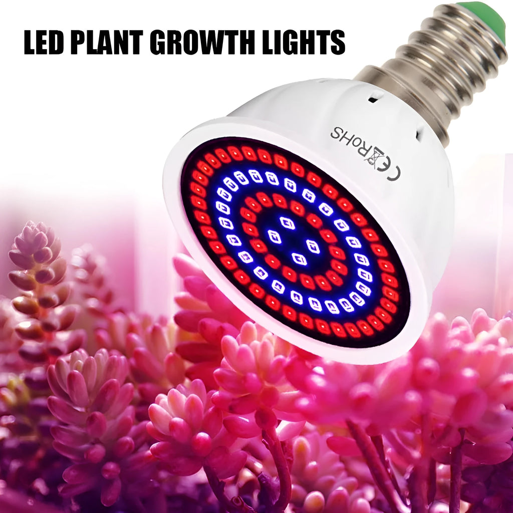 White LED plant growth lamp with 80 beads for indoor potted plants.
